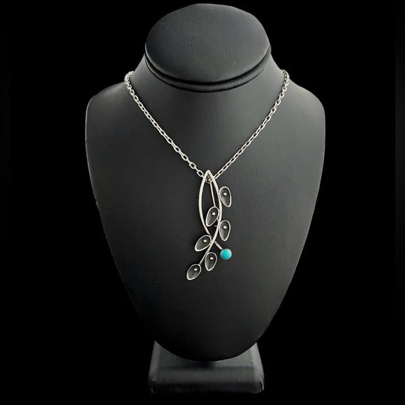 Vintage Maricela Taxco Mexico sterling silver turquoise brooch pin - Picture 2 of 9